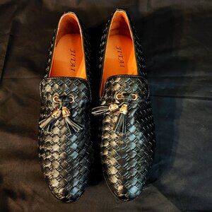 Jitai Black Loafers with Gold metal Tassels
